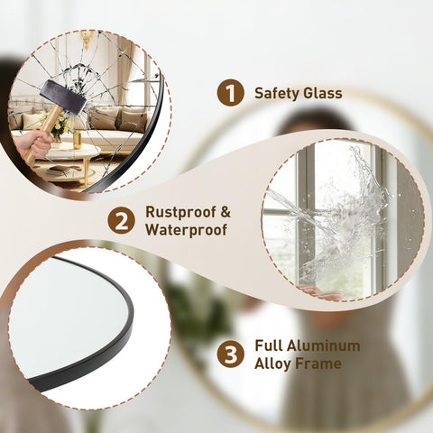 NEWBULIG round wall mirror for hanging or leaning installation
