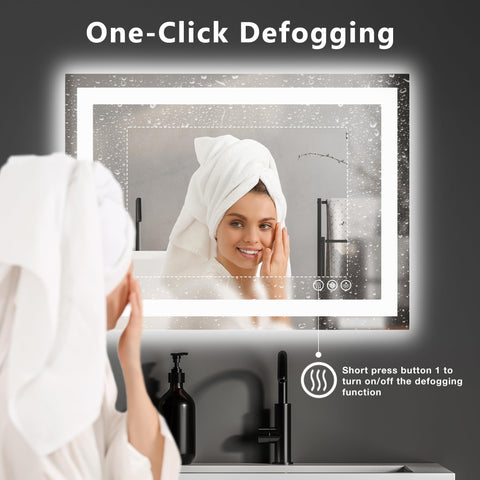 NEWBULIG Smart Anti-Fog Mirror back light provides ambient glow for a relaxing routine