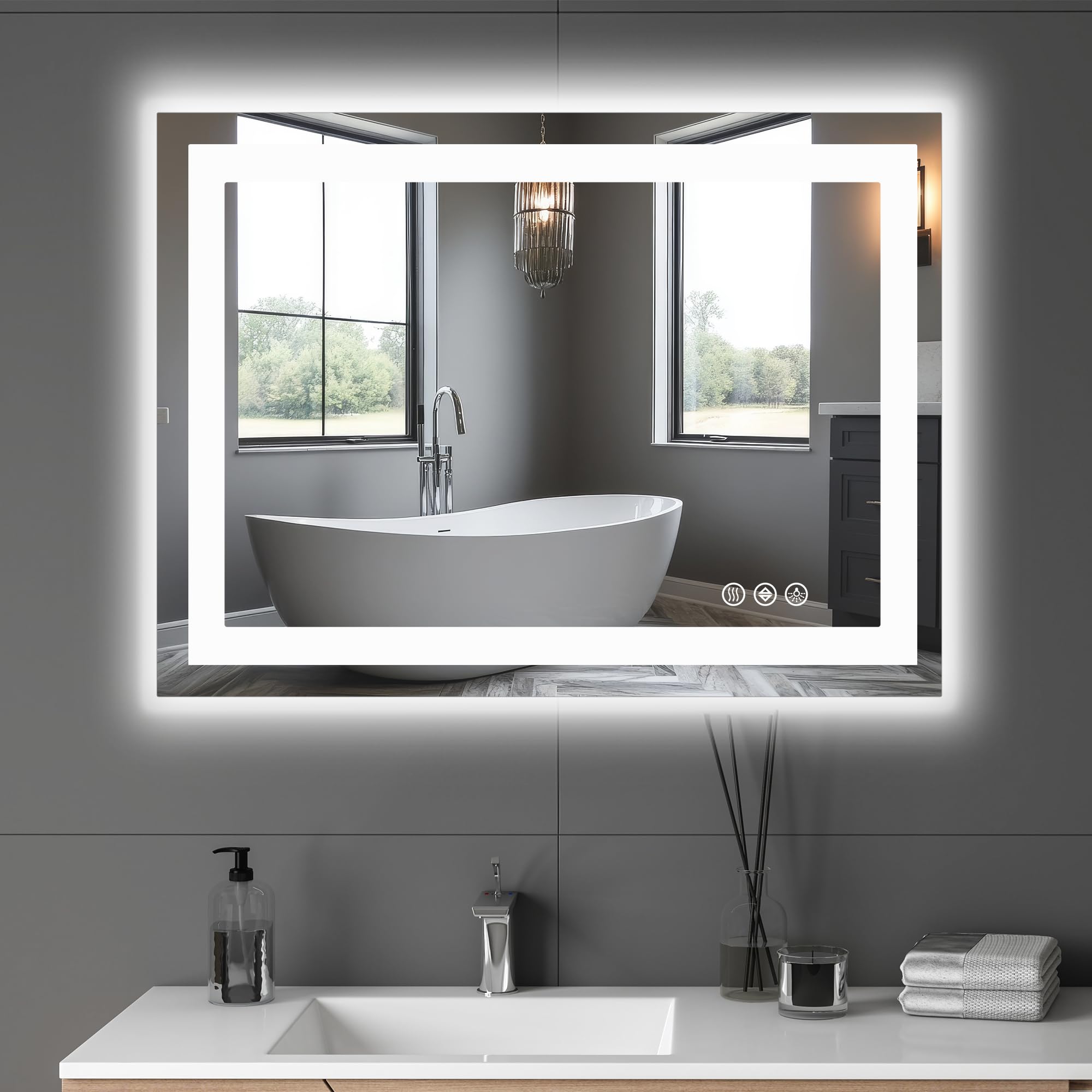 NEWBULIG Smart Anti-Fog Mirror rectangular LED design elevates modern bathrooms