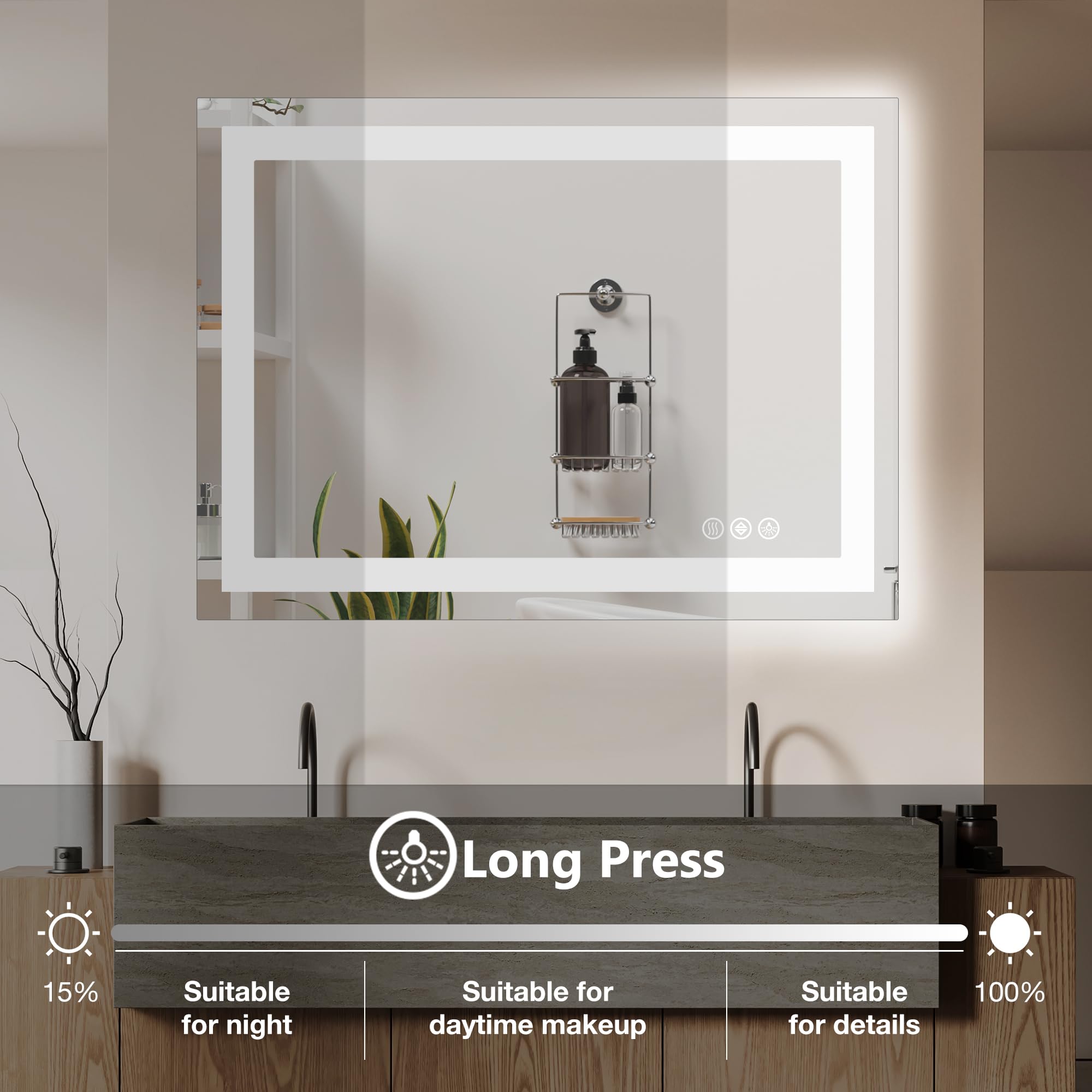 NEWBULIG Smart Anti-Fog Mirror three temp mode supports warm to cool tones