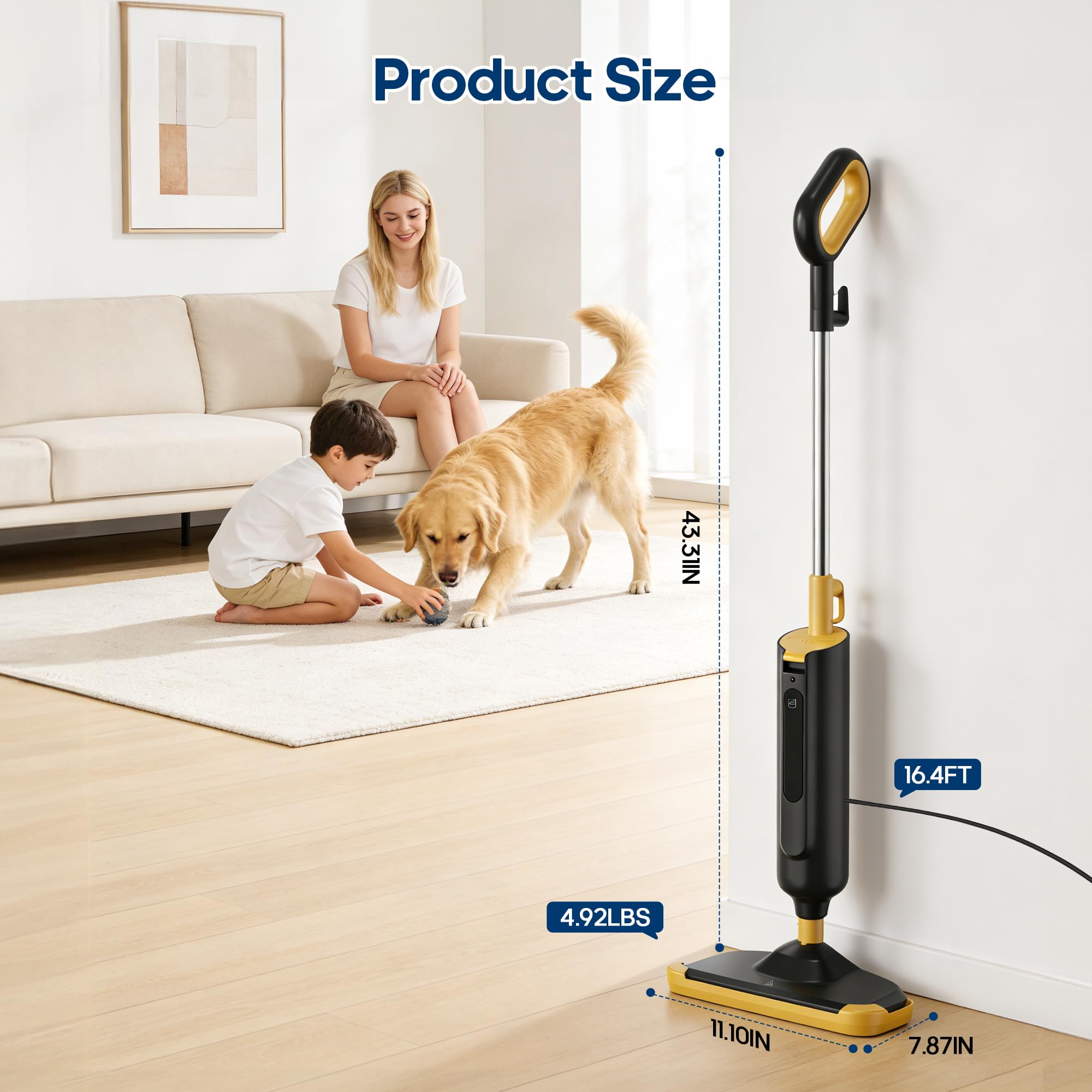 NEWBULIG steam mop demonstrates floor-type versatility across tile, vinyl, and hardwood.