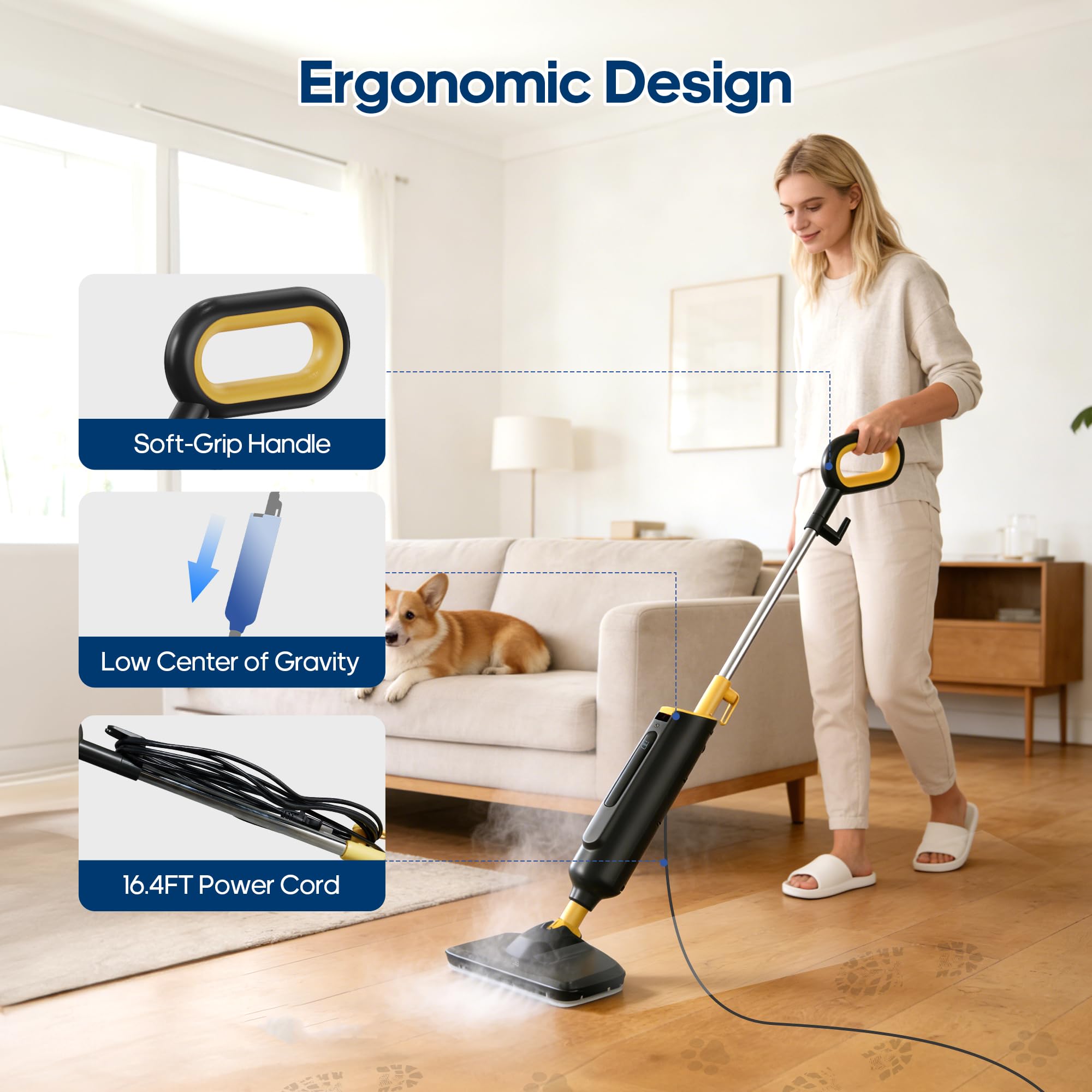 NEWBULIG steam mop measuring cup aids easy refills.