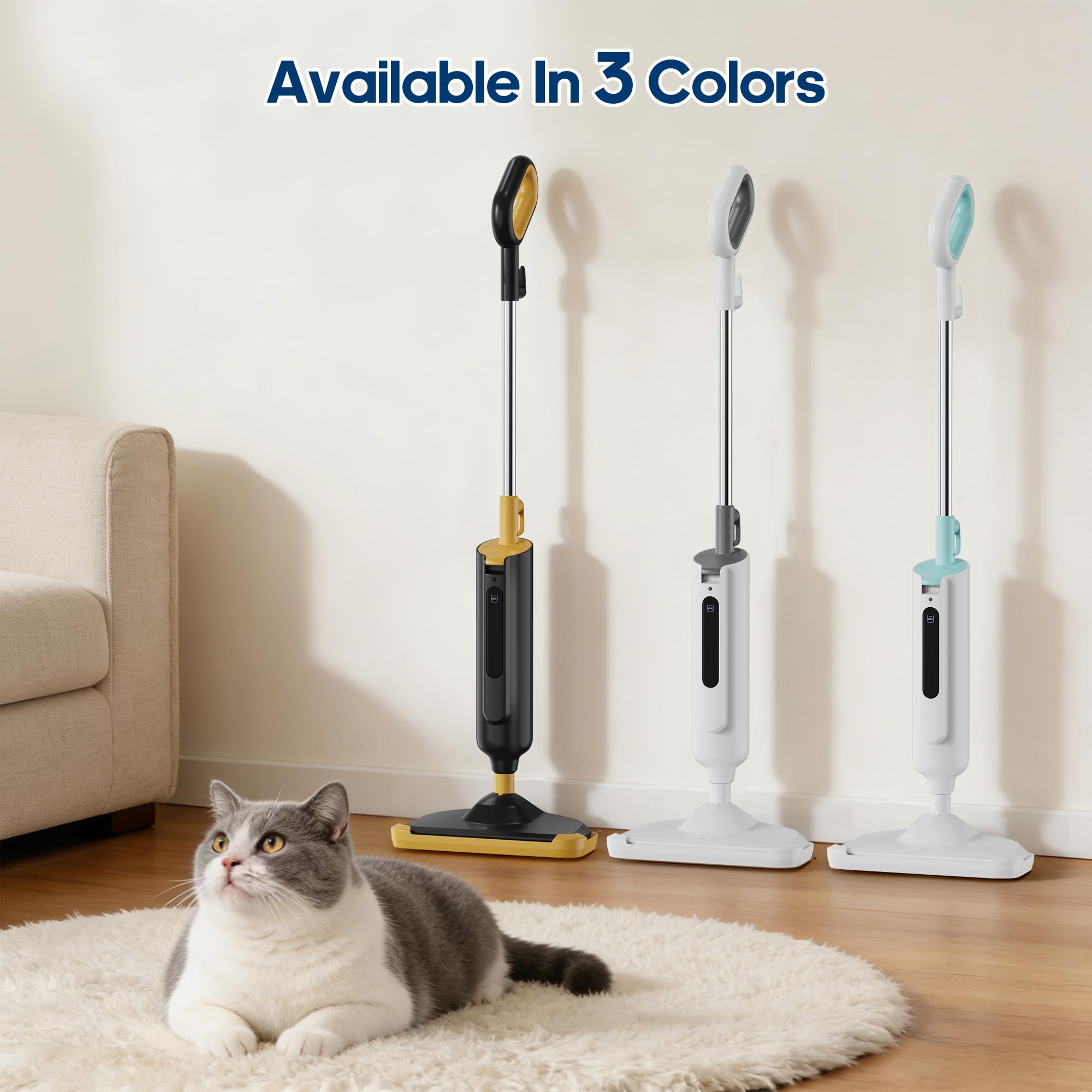 NEWBULIG steam mop in action delivering a streak-free finish.