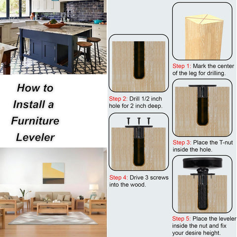 NEWBYTEK adjustable feet fix wobble for office, home, and restaurant furniture.