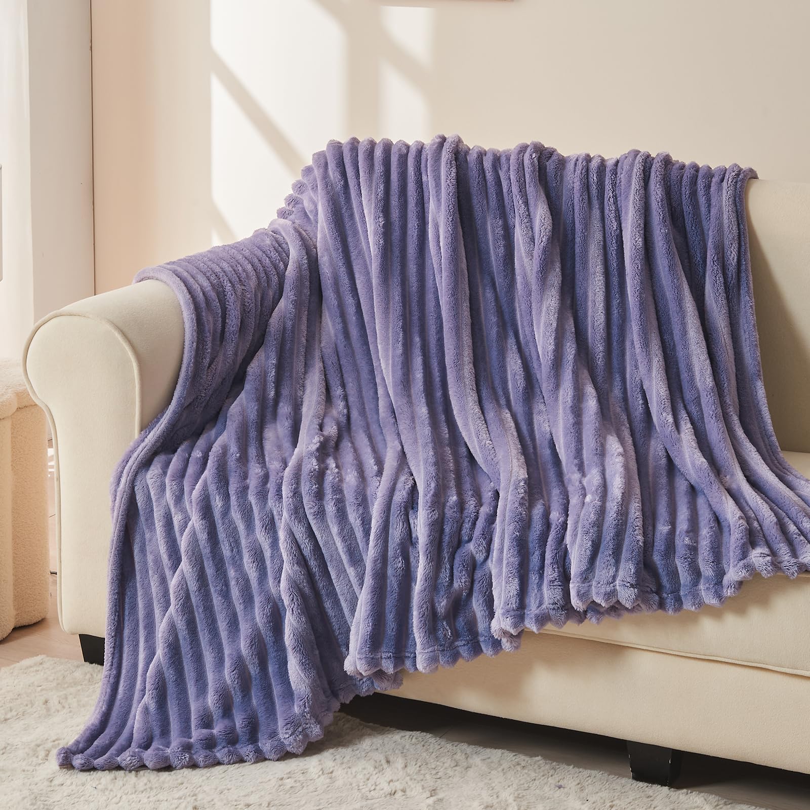 NEWCOSPLAY all-season blanket draped over bed with lavender tones