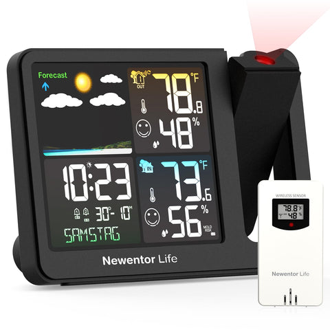 Newentor projection alarm clock ceiling projection shows time for easy wake-up.