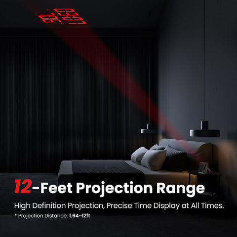 Newentor projection alarm clock offers four brightness modes including off.