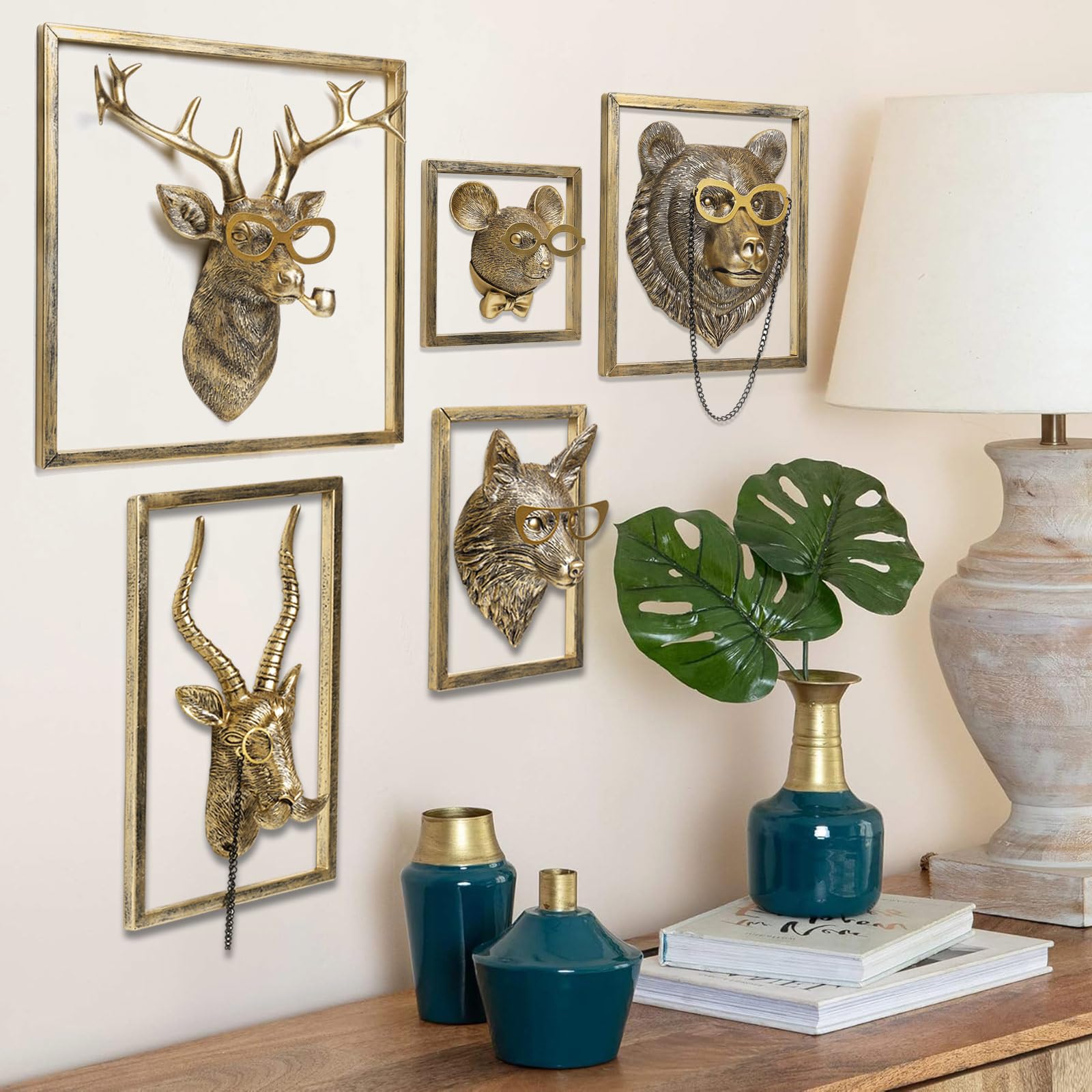 Newinhome gold bear head wall decor pairs with modern interiors for luxe contrast