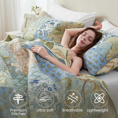 NEWLAKE quilt front and back made of 100 percent cotton for soft, breathable comfort