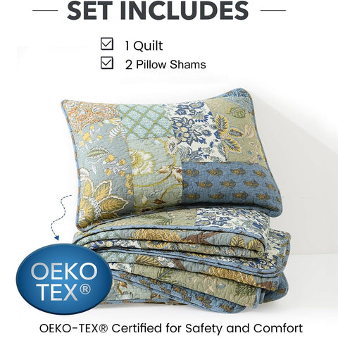 NEWLAKE quilt two pillow shams complete the queen set with coordinated style
