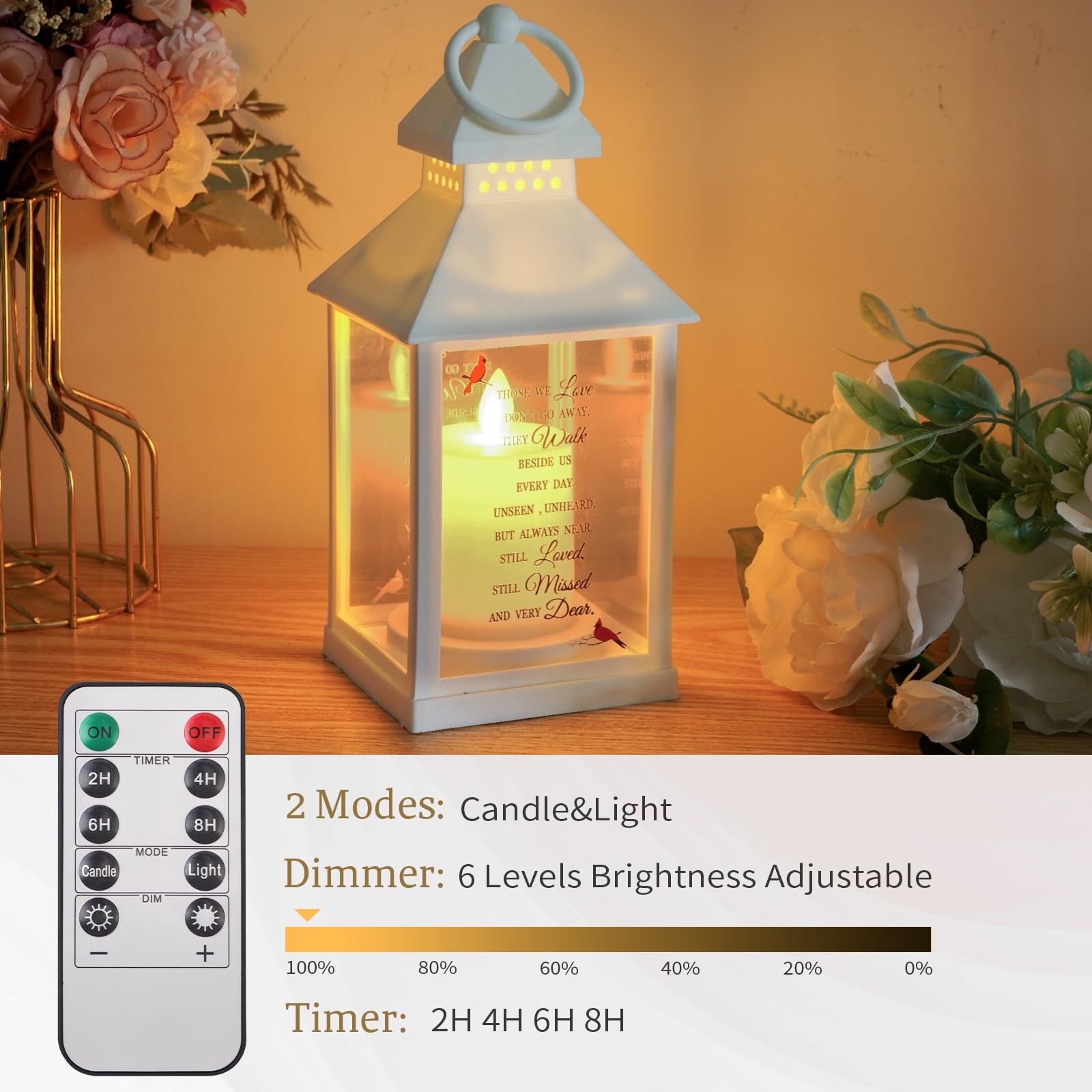 Newoh battery-powered cordless setup for mantles or gravesites