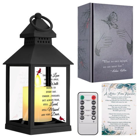 Newoh Sympathy Lantern front view with remembrance card for a heartfelt gift.
