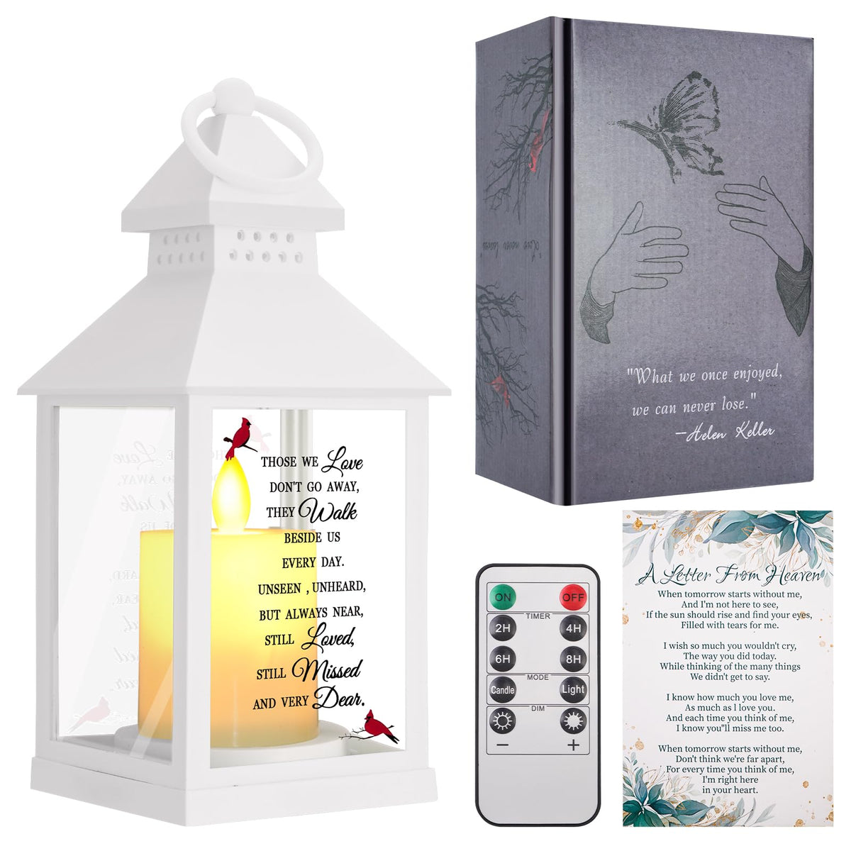 Newoh sympathy lantern white with remote for reflective memorial moments