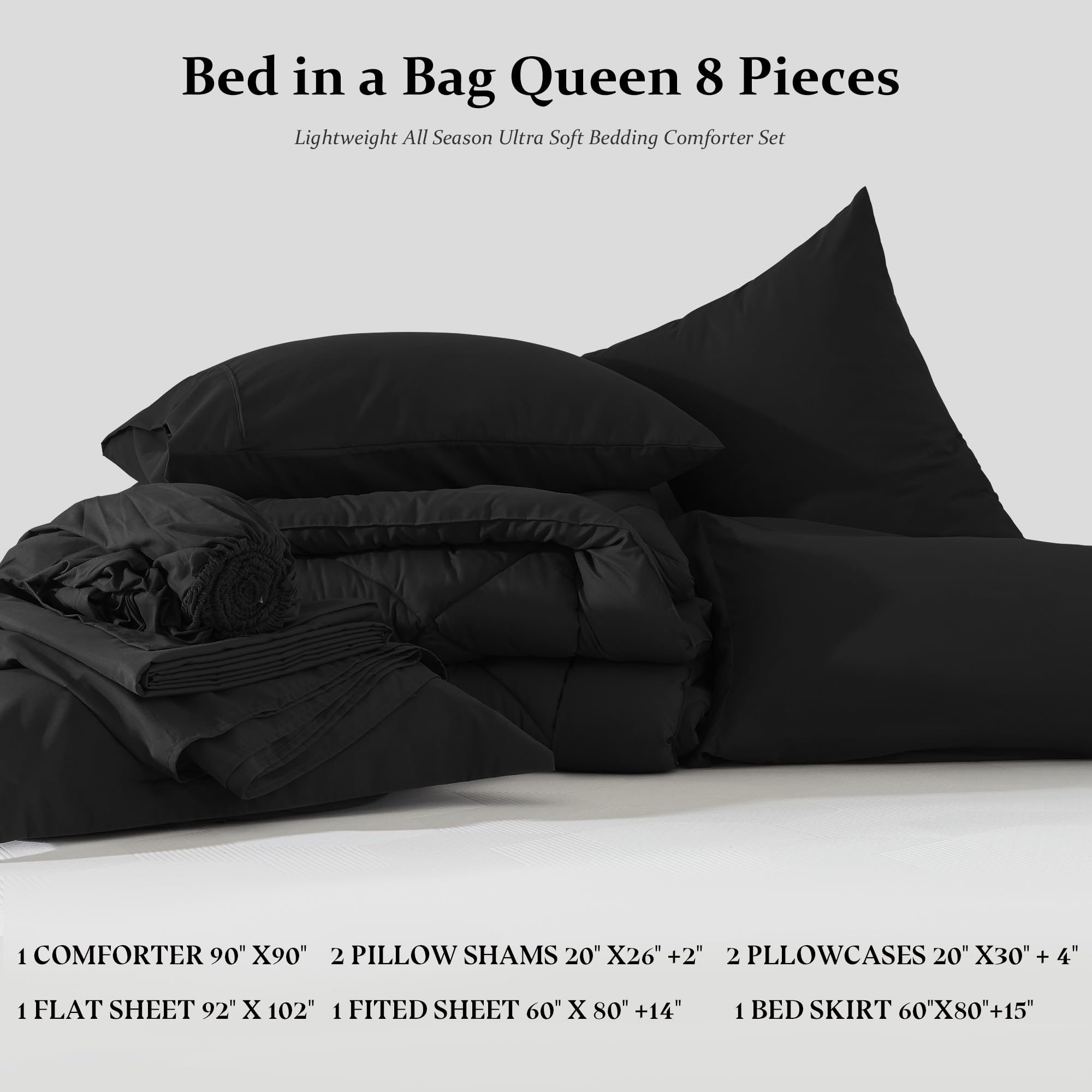 Newspin Queen Comforter Set Black in-use image suggesting all-season comfort