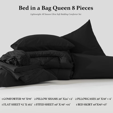 Newspin Queen Comforter Set Black in-use image suggesting all-season comfort