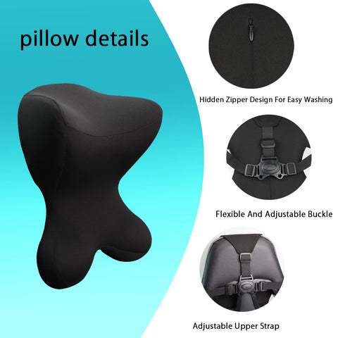 Newsty neck pillow with durable stitching stays in place during long trips.