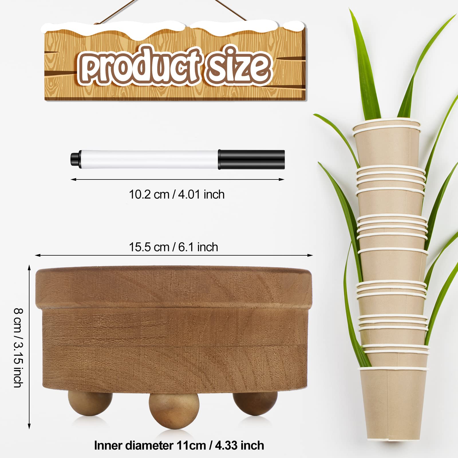 Newtay wooden cup holder with marker slot suited for picnics and showers.