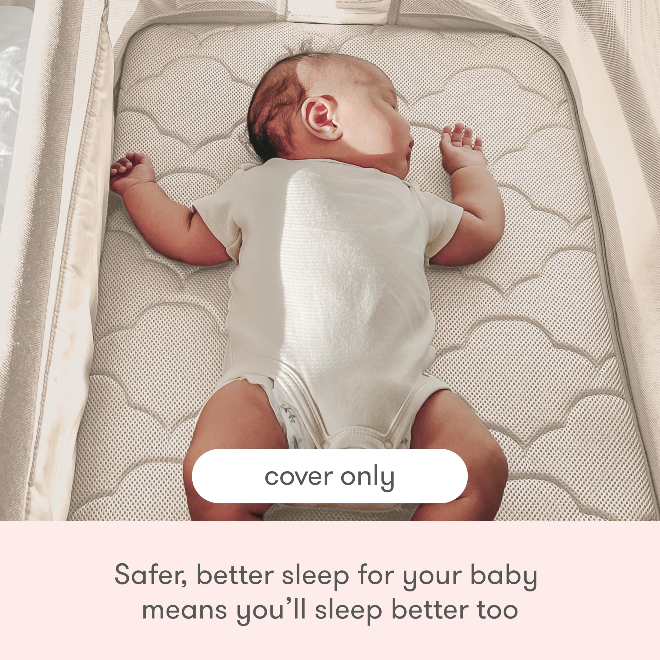 Newton Baby Bassinet Cover Sandstone is machine washable for busy parents.