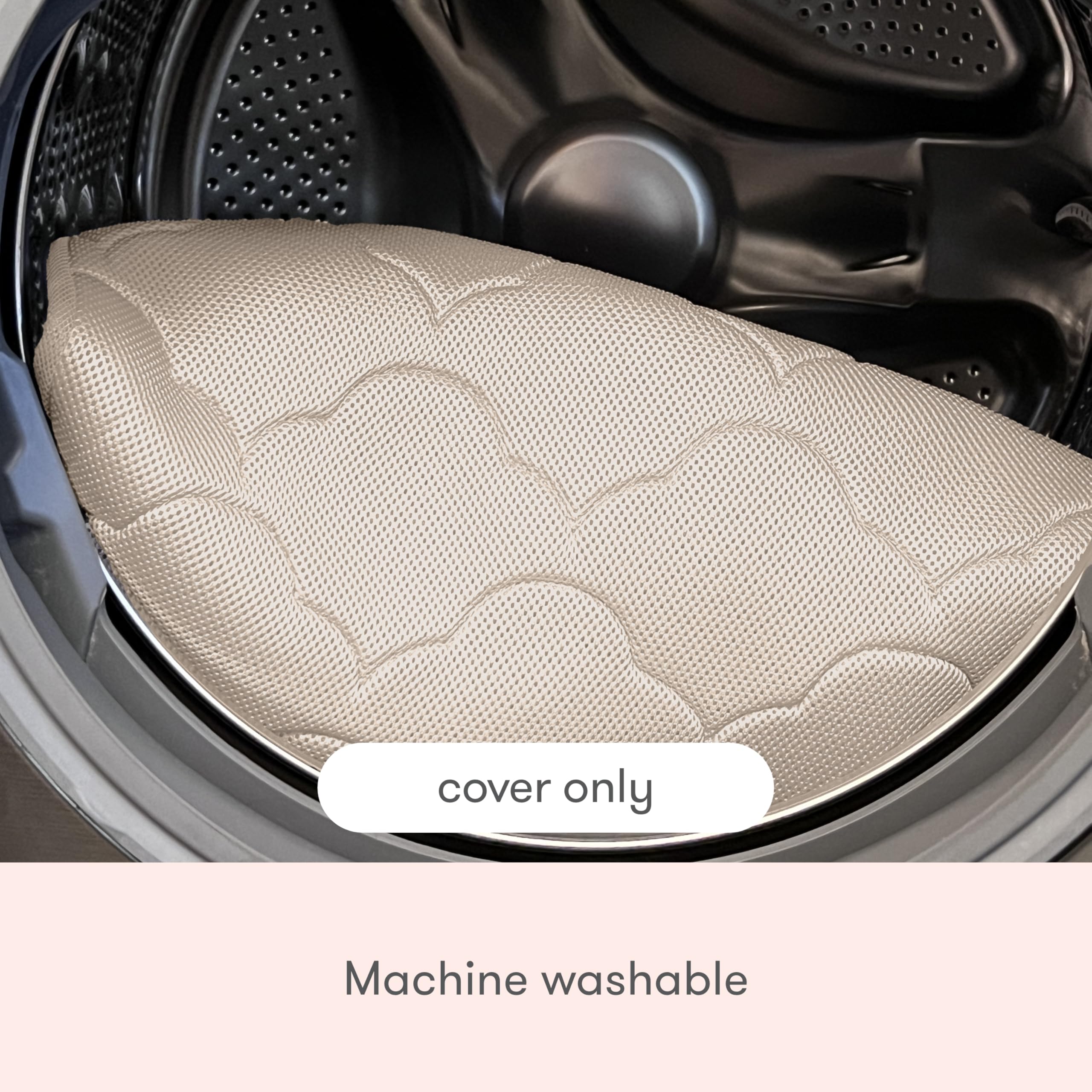 Newton Baby Bassinet Cover Sandstone in stretch-fit application for quick, secure changes.