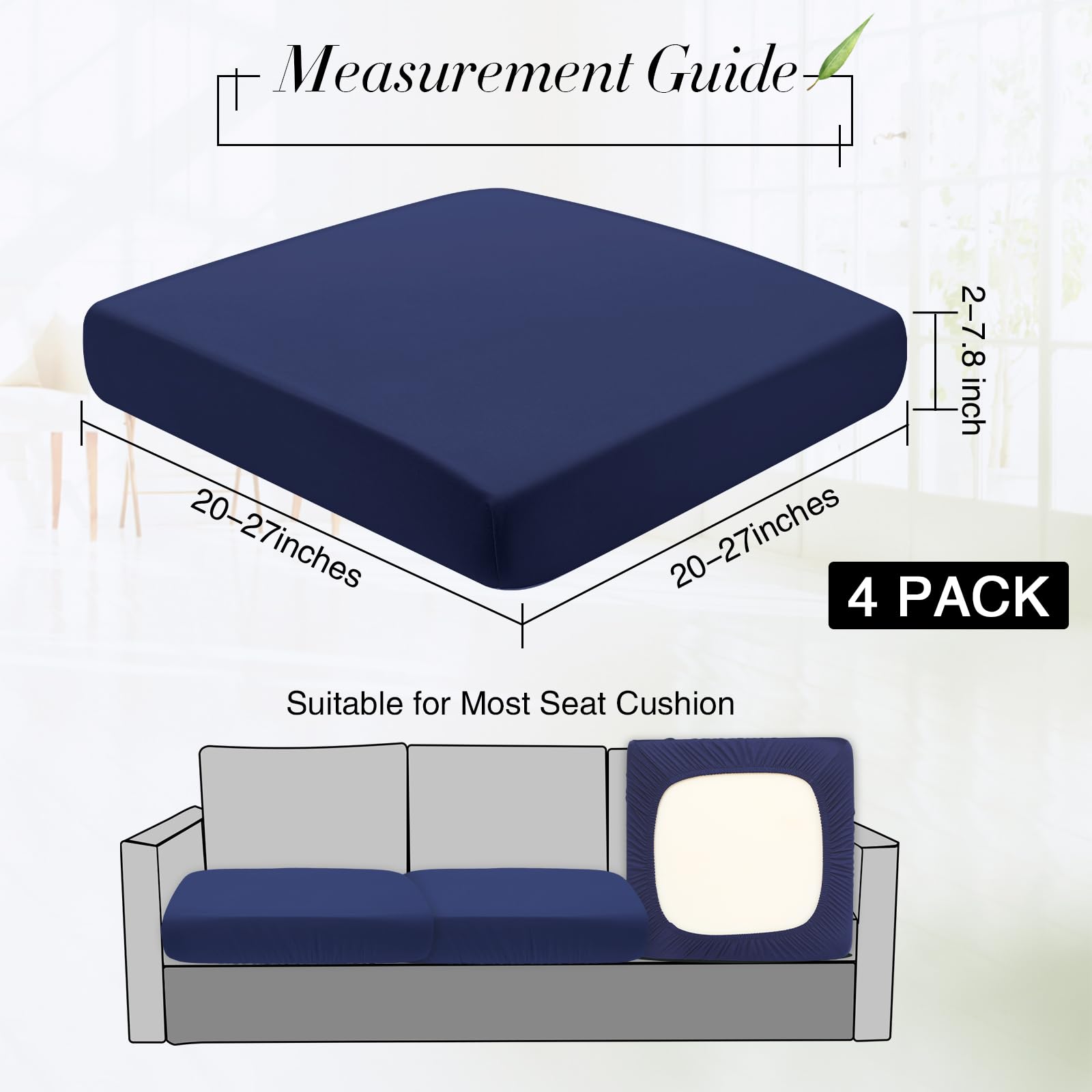 Newwiee elastic sofa cushion covers in navy blue provide snug fit and easy care