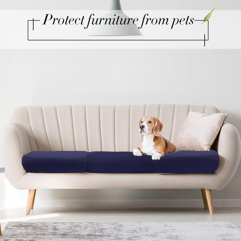 Newwiee navy blue cushion covers showing fabric texture for a premium look