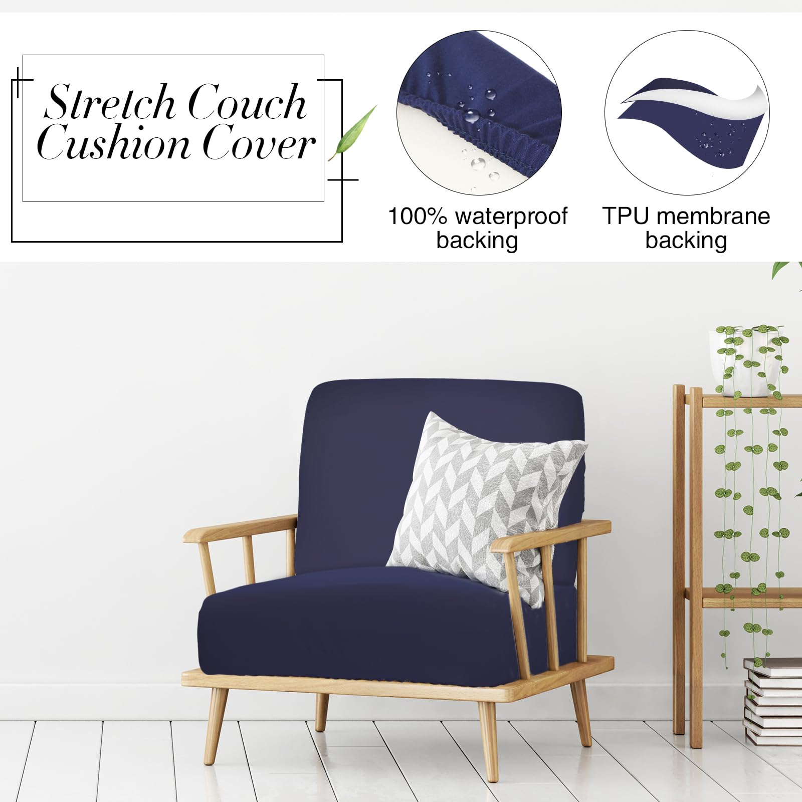 Newwiee navy blue cushion slipcovers with elastic band stay secure during daily use