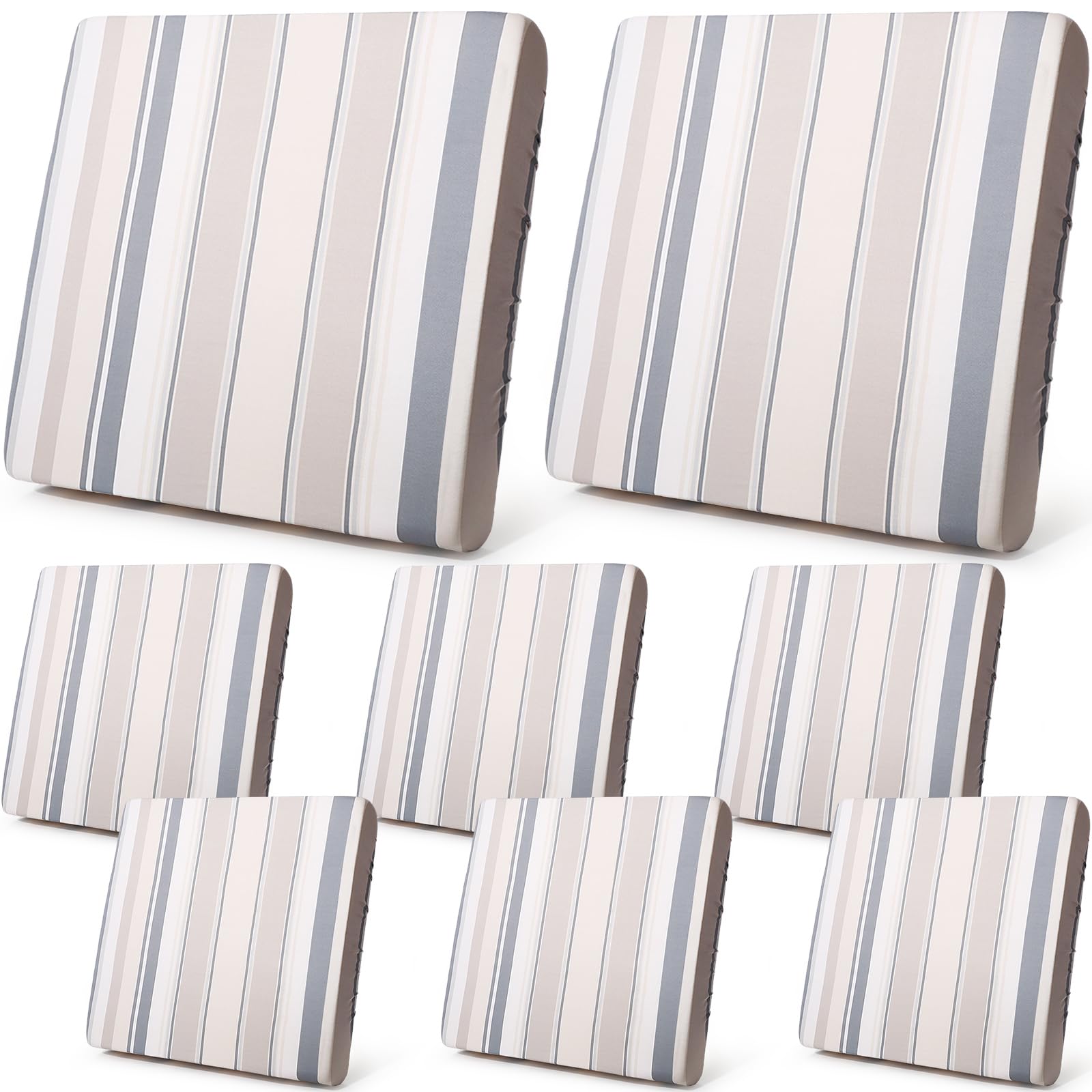 Newwiee patio stretch sofa cushion cover showing snug fit on standard cushions