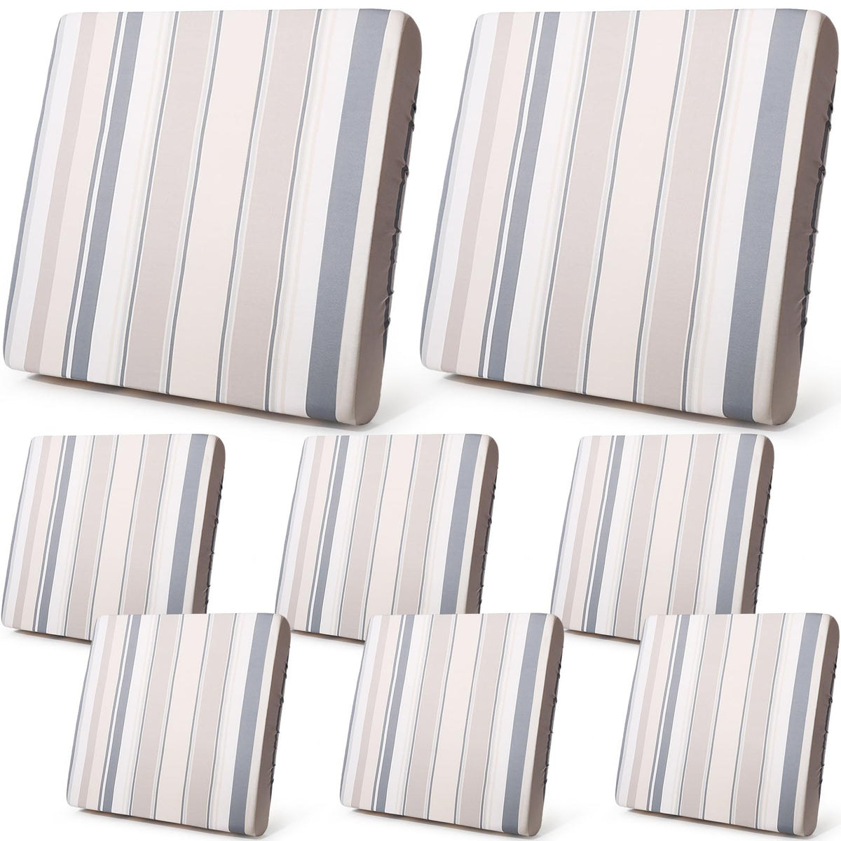 Newwiee patio stretch sofa cushion cover showing snug fit on standard cushions