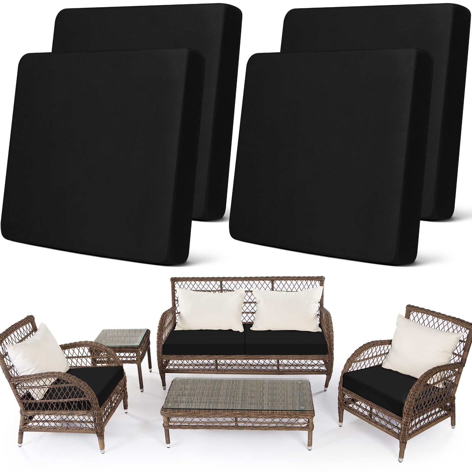Newwiee set of 4 stretch cushion covers on sofa offering quick refresh and daily protection