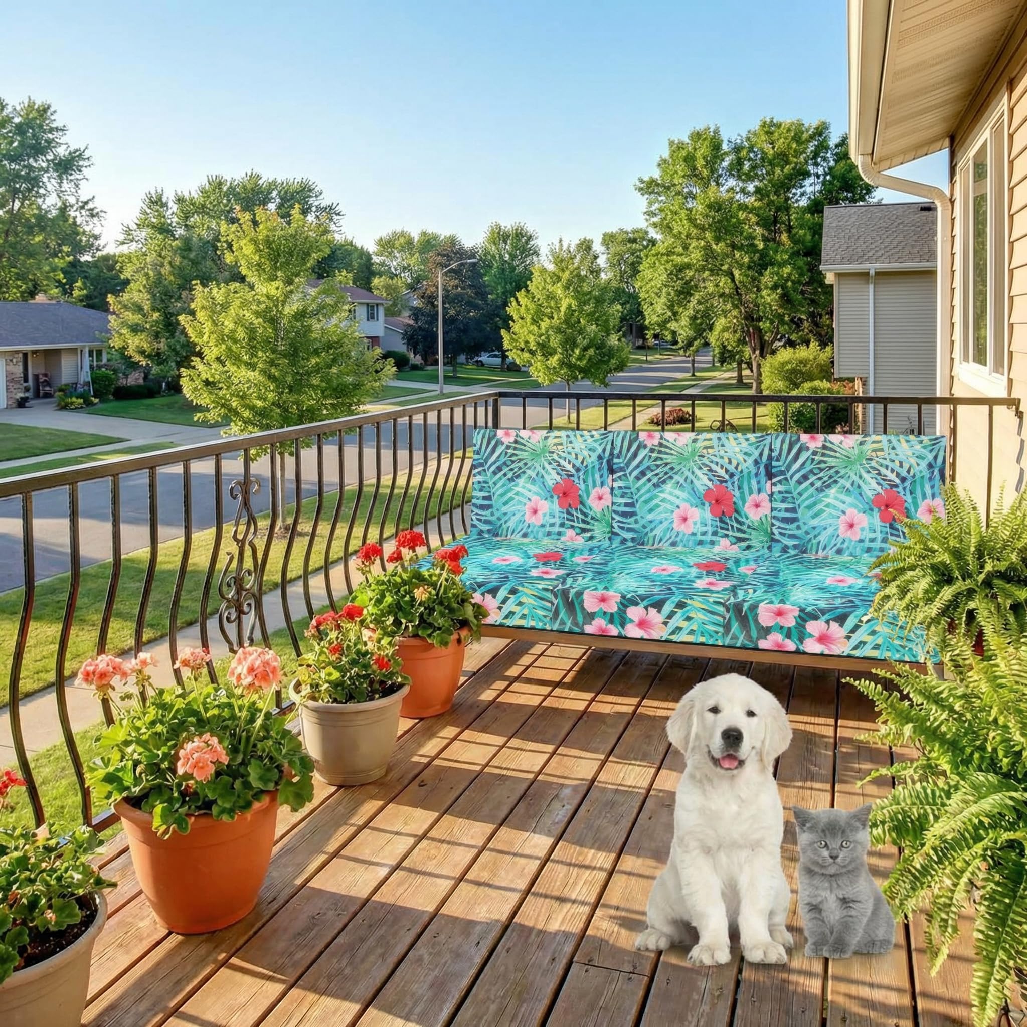 Waterproof outdoor fabric repels light rain and spills on cushions