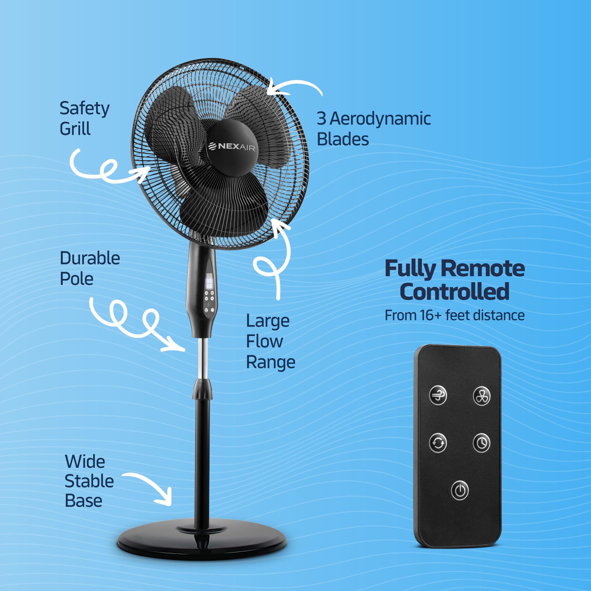 NEXAIR 7.5-hour timer enables extended, hands-off cooling sessions.