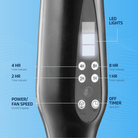 NEXAIR 180-degree tilt with oscillation focuses air where needed.