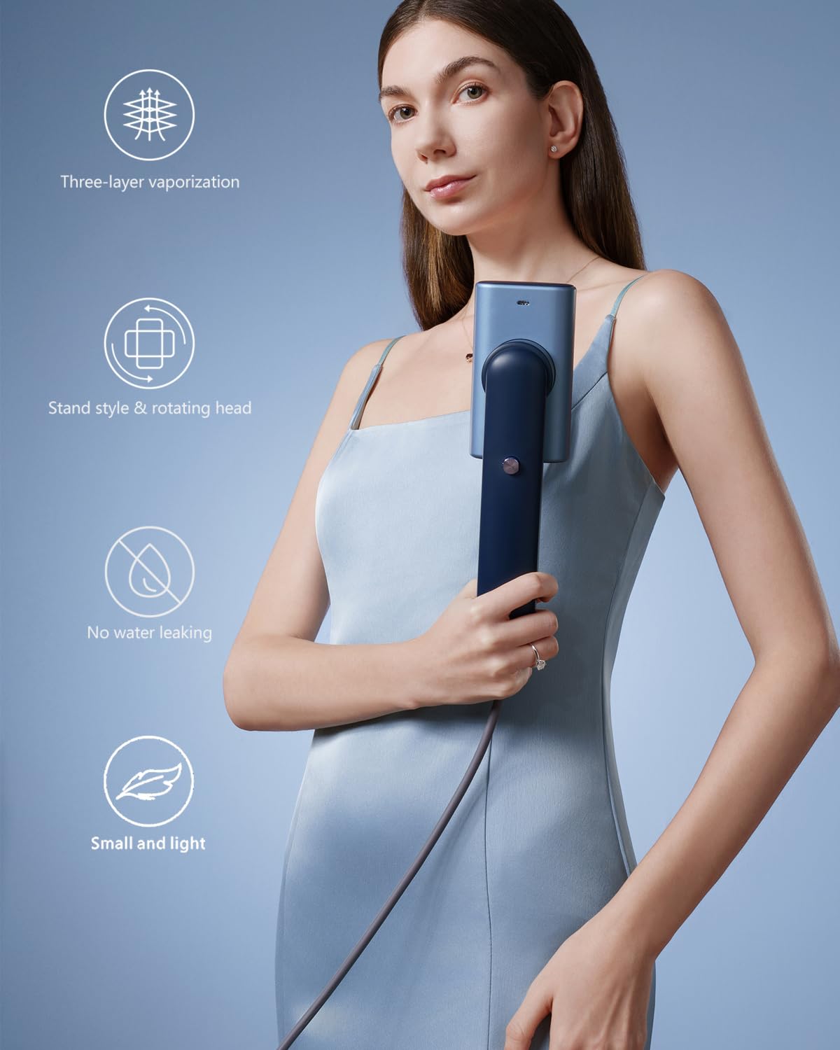 Nexdoo G9 steam head rotating feature for versatile garment styling and faster results.