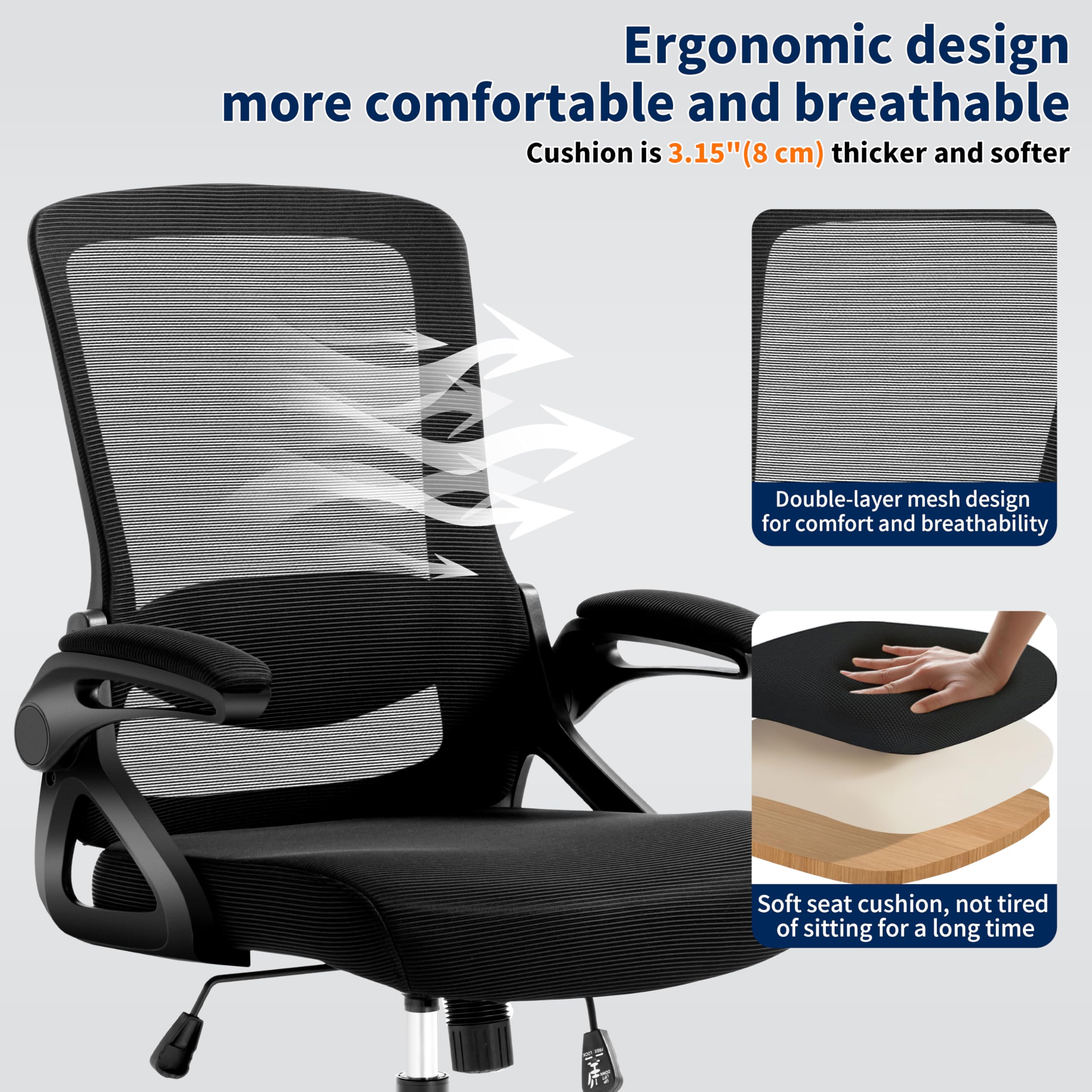 Nexthro flip-up armrests enable flexible seating in tight spaces.