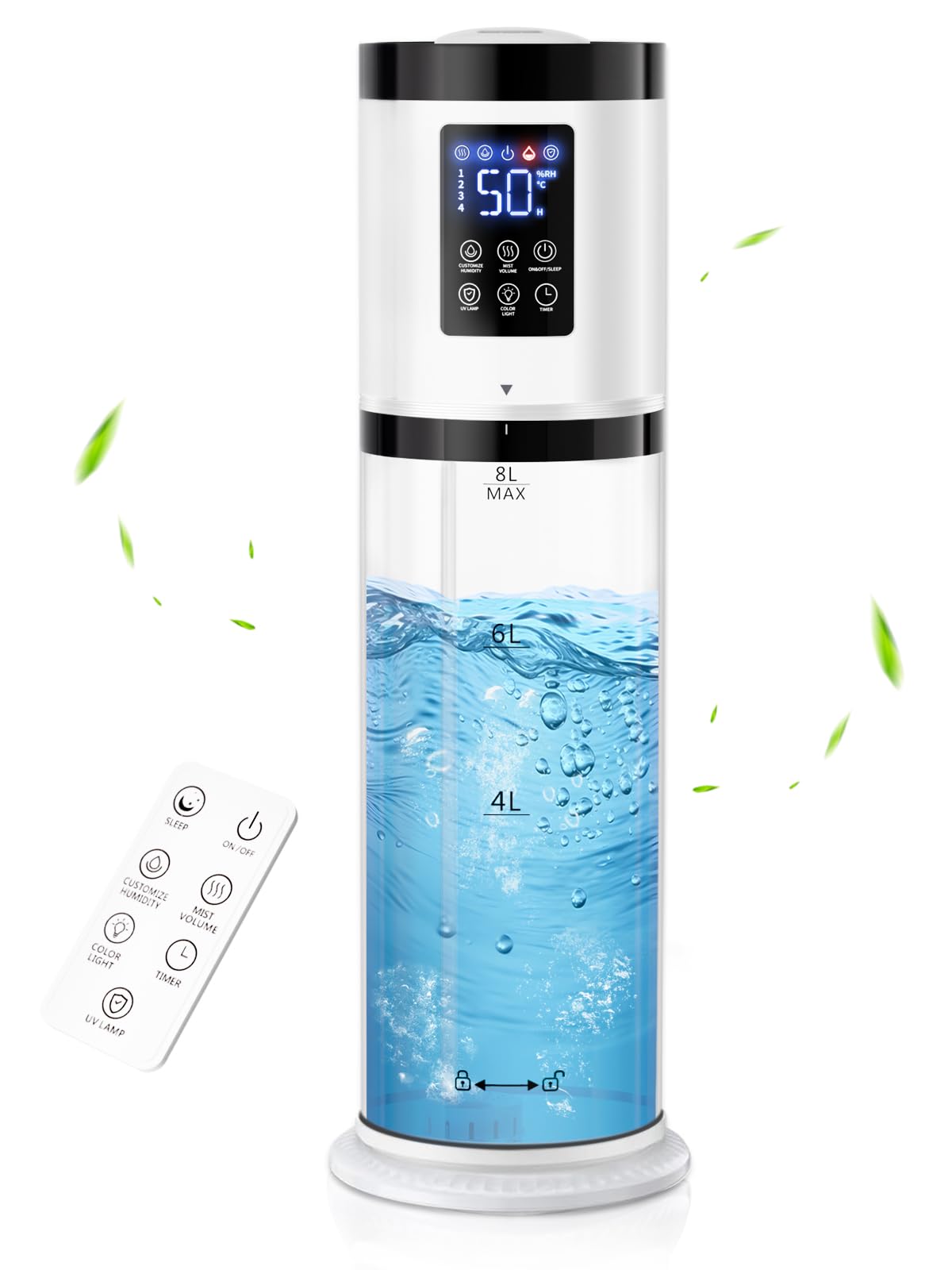 Nexva 8L humidifier mist output view for large rooms and comfortable humidity