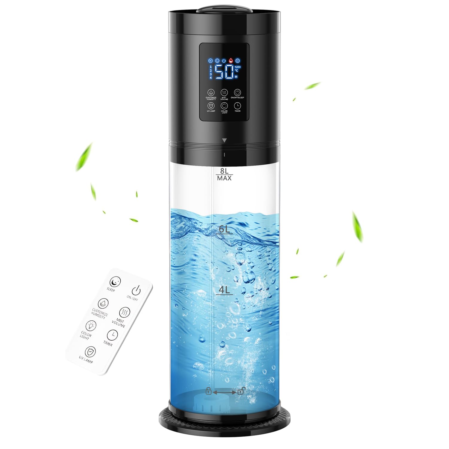 Nexva 8L humidifier with top-fill design for easy refills and mess-free setup.