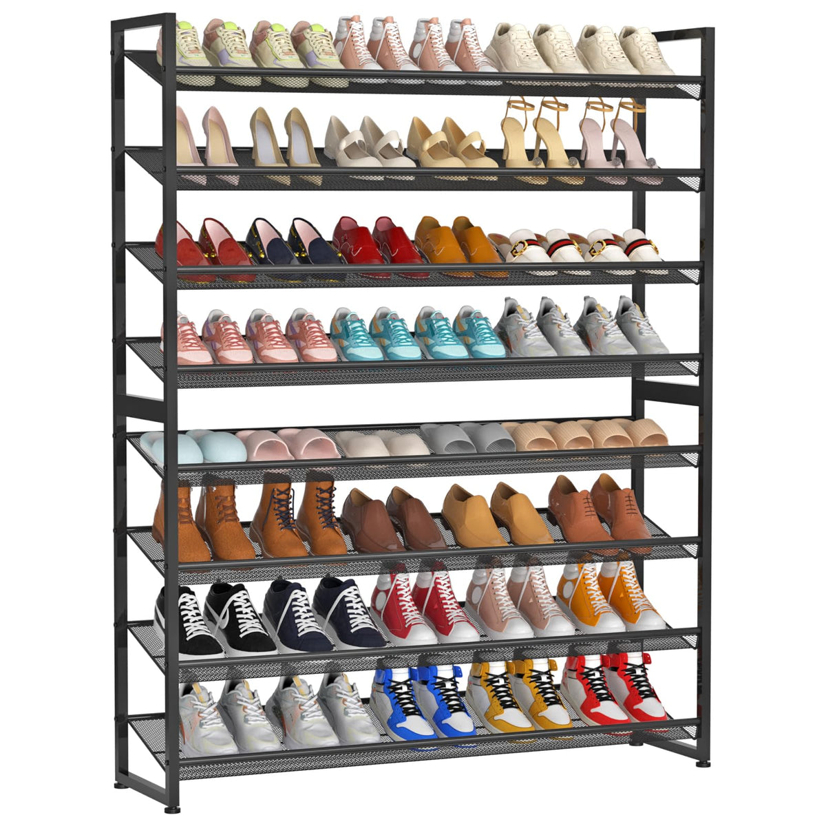 NEYCIL 8-tier shoe rack fully assembled in entryway for organized footwear