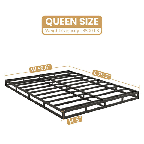 NHODIR heavy-duty metal frame provides a stable foundation for queen mattresses.