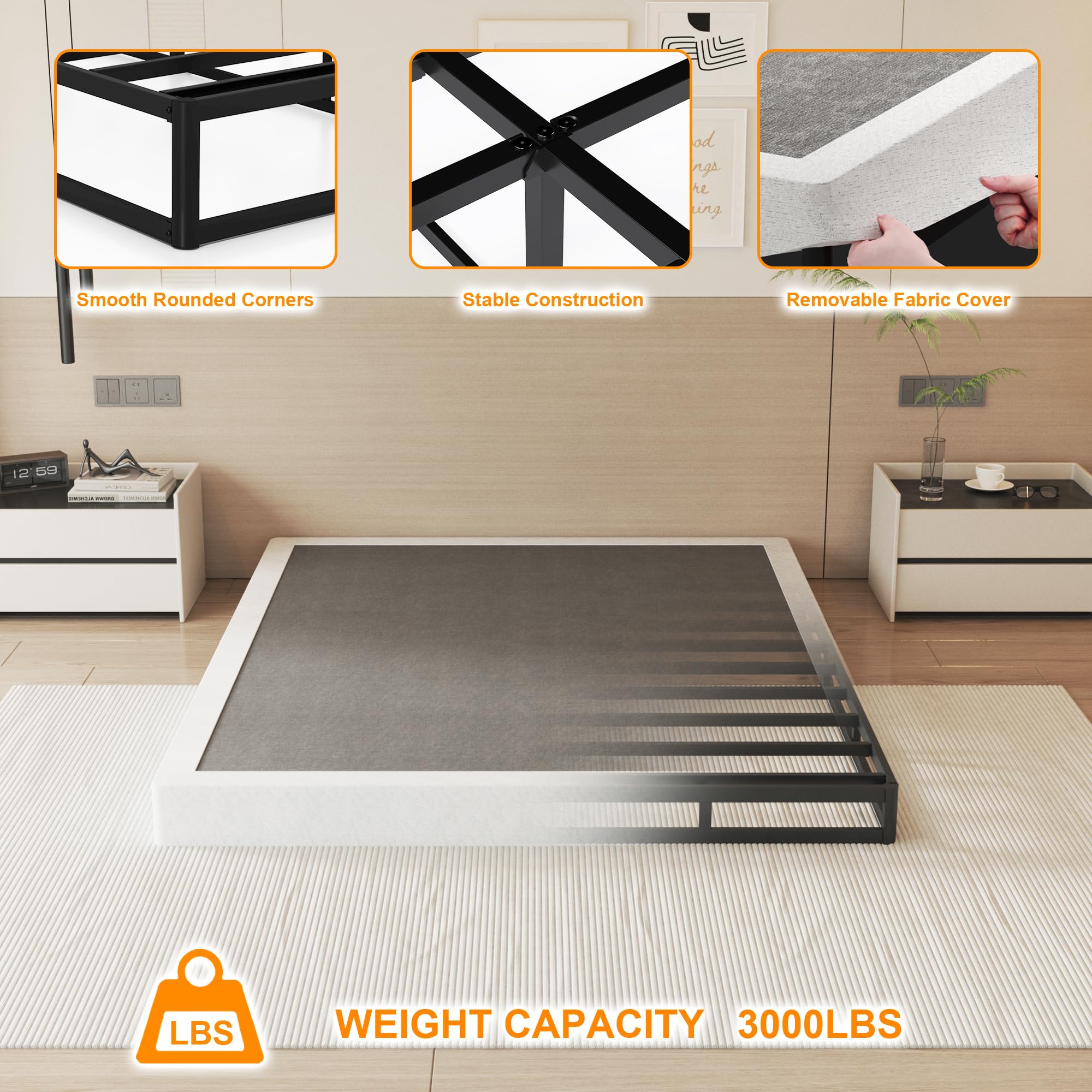 NHODIR noise-free anti-slip design keeps the mattress securely in place.
