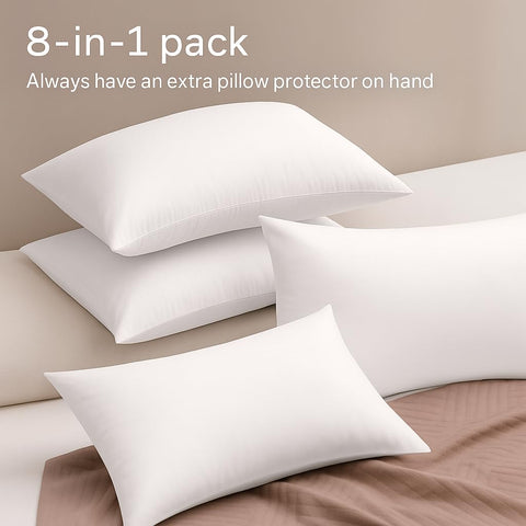 Niagara white pillow protectors demonstrate durable, easy-to-care protection.