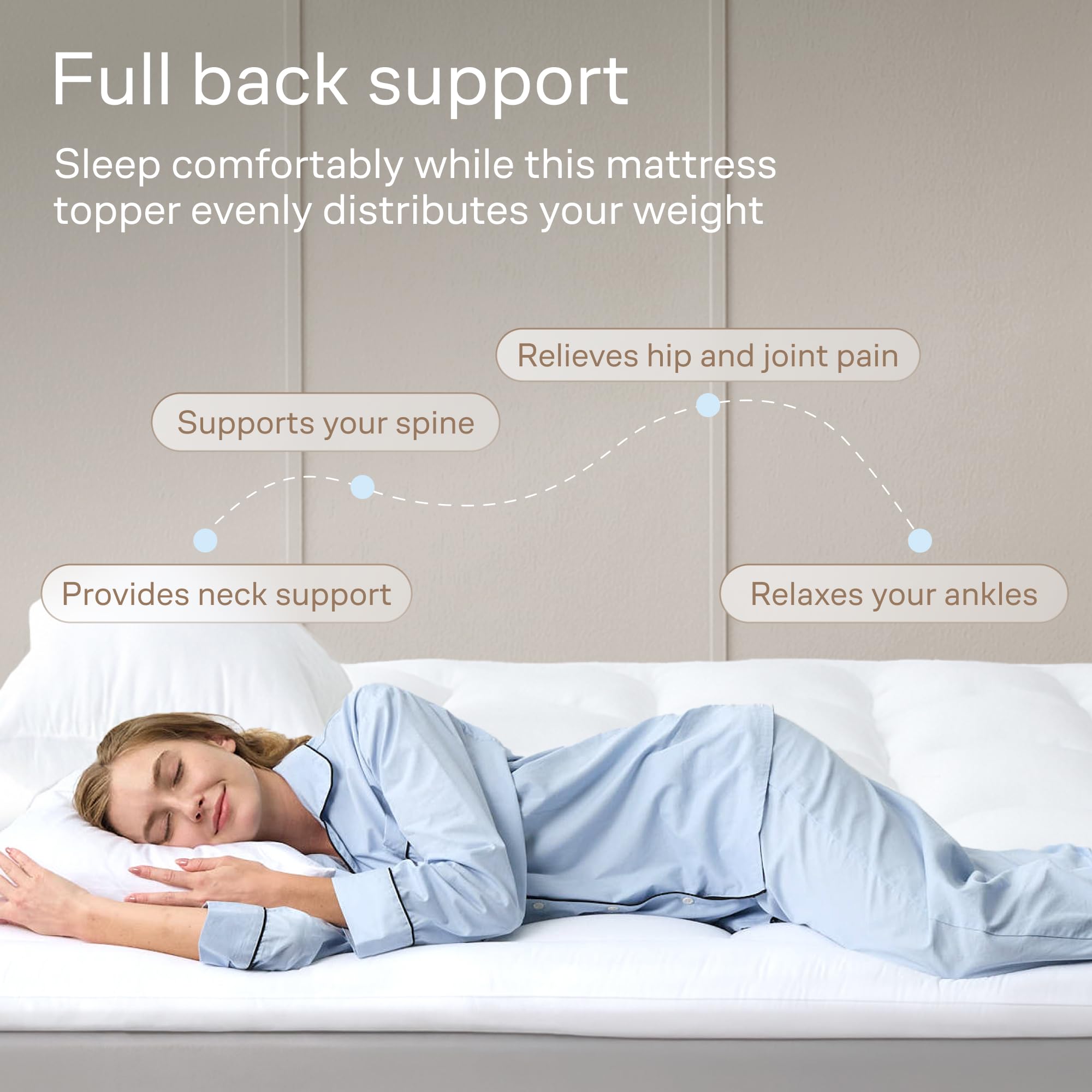 Niagara Sleep Solution Breathable microfiber topper closeup provides cool, breathable nights.