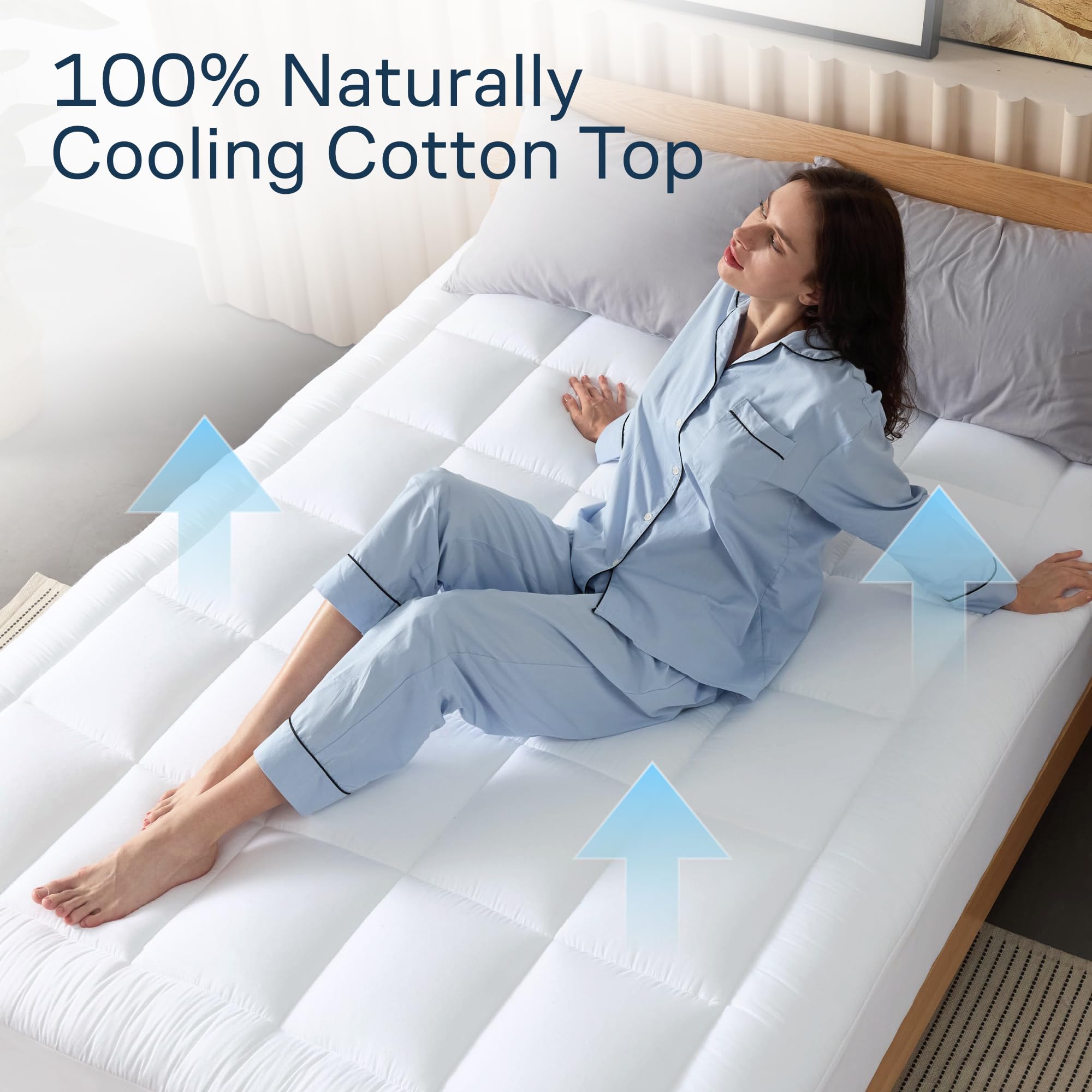 Niagara Sleep Solution topper folded panel shows deep pocket fit on tall mattresses.