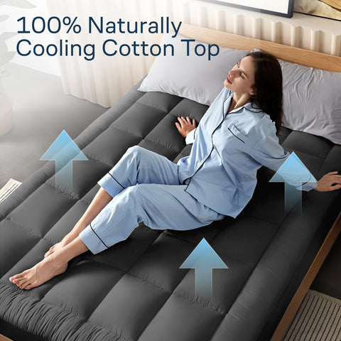 Niagara Sleep Solution cloud-like king topper provides breathable, cooling sleep surface.