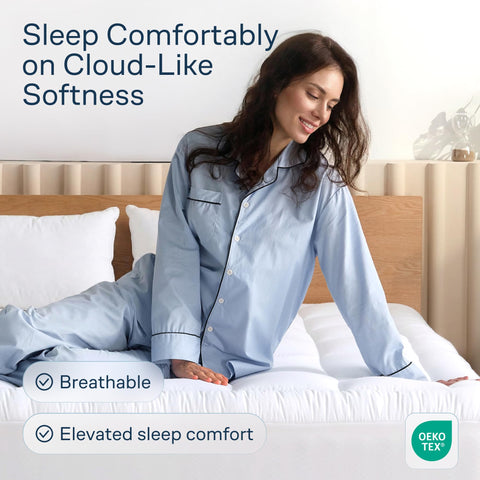 Niagara Sleep Solution cloud-like queen topper showing deep pocket for secure fit