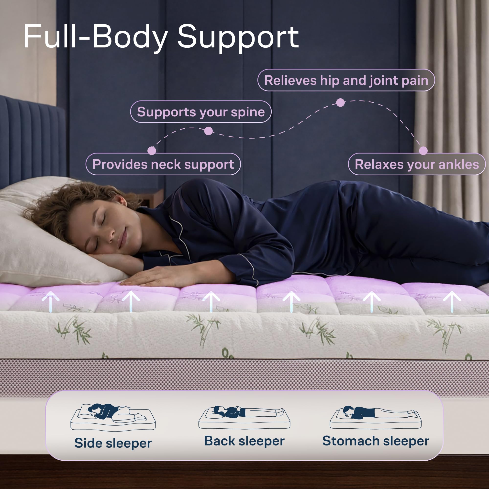 Niagara Sleep Solution fitted skirt demonstrates secure fit for tall mattresses up to 20 inches.