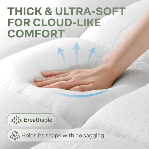 Niagara Sleep Solution king size topper fit demonstrating secure deep pocket attachment for up to 20 inch mattresses