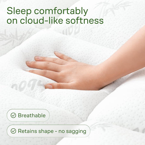 Niagara Sleep Solution king topper highlighting cooling bamboo fabric on a mattress surface.