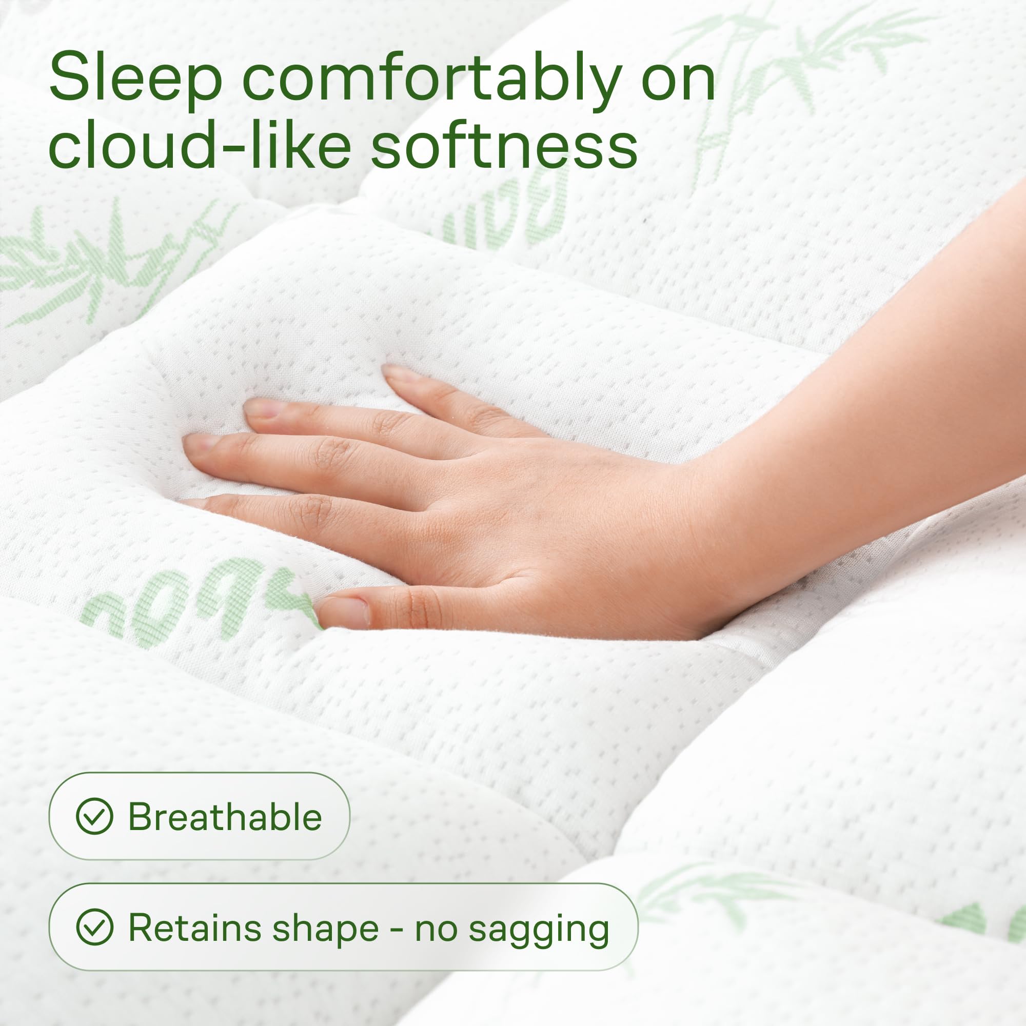 Niagara Sleep Solution queen rv topper on bed showing deep-pocket fit for thick mattresses