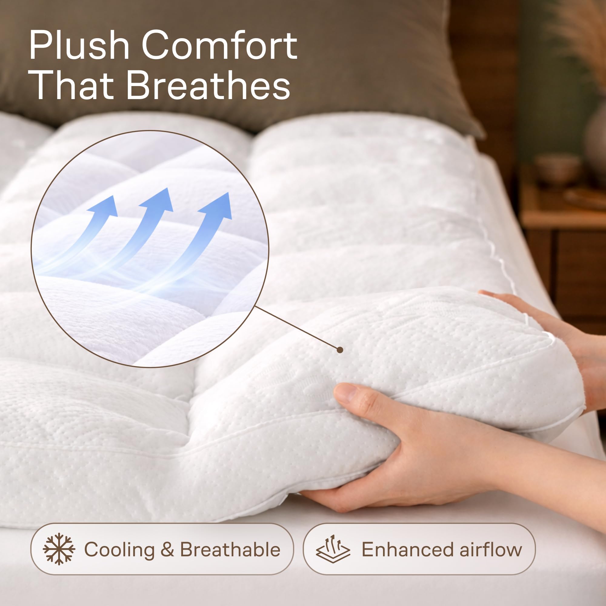 Durable stitching reinforces long-lasting loft.