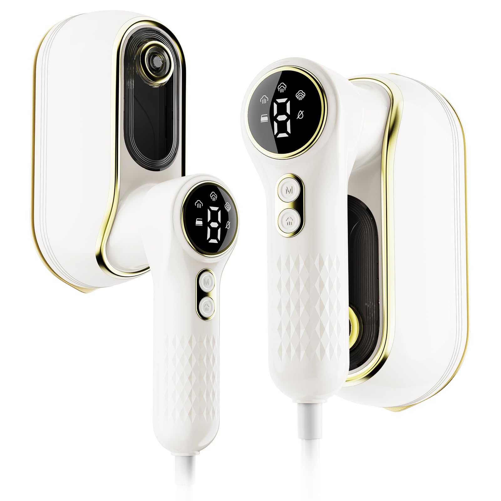 NIASSO portable travel steamer front view showing compact design for quick wrinkle removal.